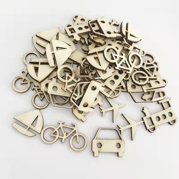 Ξύλινες ανάμικτες μορφές χειροτεχνίας – 50 τεμάχια ανά πακέτο, ποικιλία σχεδίων (γρανάζια, λουλούδια, πεταλούδες) για DIY ζωγραφική σε νηπιαγωγείο