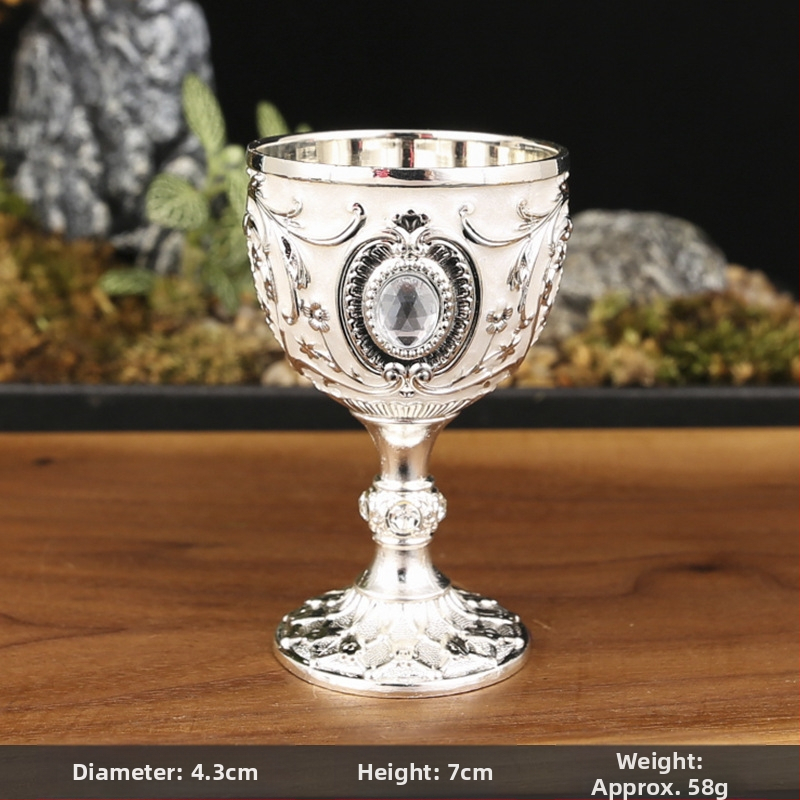 Europos stiliaus metalinis spiritų stiklas, lydinys, šiaurinis gėlių dizainas, Manny prekės ženklas, svoris 60 g