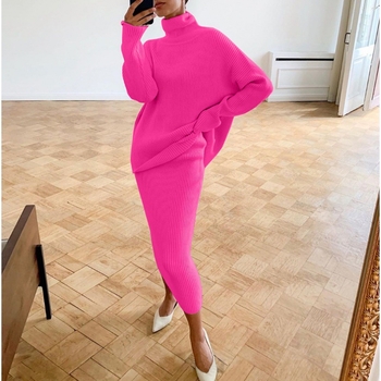 Γυναικεία μονόχρωμη midi φόρεμα-κοστούμι, μακρύ μανίκι, βαμβακο-μείγμα 95% πολυεστέρα, φθινοπωρο 2024