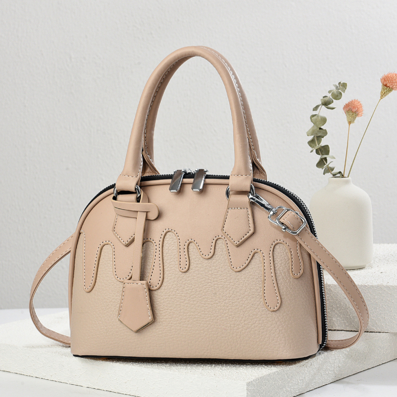 Geantă PU în formă de scoică cu fermoar, capacitate mare, buzunare interioare (buzunar cu fermoar, buzunar pentru telefon, buzunar pentru ID), căptușeală poliester, curea de umăr simplă