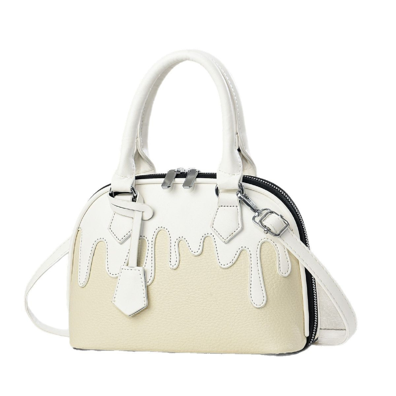 Geantă PU în formă de scoică cu fermoar, capacitate mare, buzunare interioare (buzunar cu fermoar, buzunar pentru telefon, buzunar pentru ID), căptușeală poliester, curea de umăr simplă