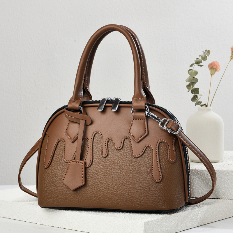 Geantă PU în formă de scoică cu fermoar, capacitate mare, buzunare interioare (buzunar cu fermoar, buzunar pentru telefon, buzunar pentru ID), căptușeală poliester, curea de umăr simplă