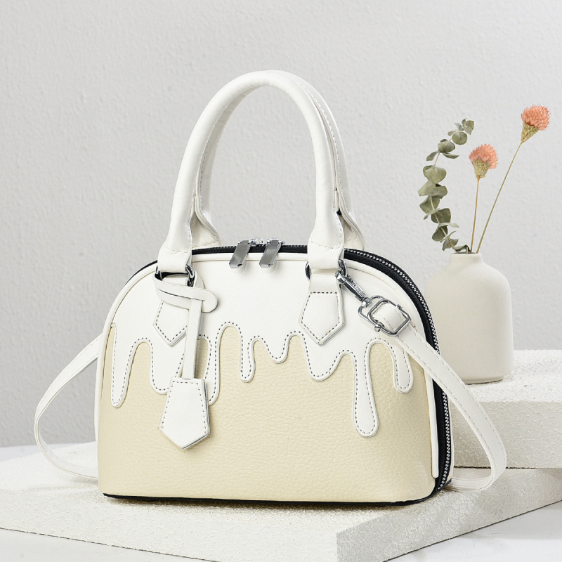 Geantă PU în formă de scoică cu fermoar, capacitate mare, buzunare interioare (buzunar cu fermoar, buzunar pentru telefon, buzunar pentru ID), căptușeală poliester, curea de umăr simplă