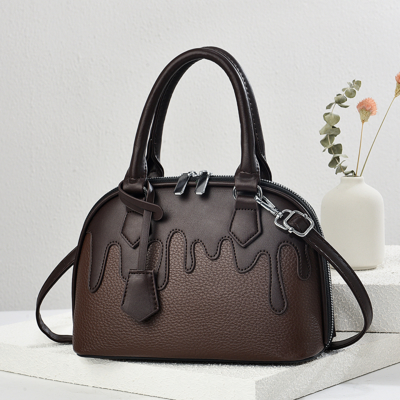 Geantă PU în formă de scoică cu fermoar, capacitate mare, buzunare interioare (buzunar cu fermoar, buzunar pentru telefon, buzunar pentru ID), căptușeală poliester, curea de umăr simplă