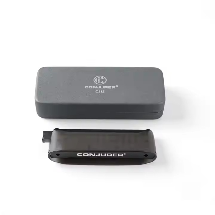 CJ12 хроматична хармоника с 12 дупки, ABS капак, фосфор бронзени язички и месингова платка, луксозна кожена кутия