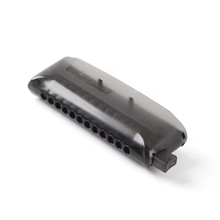 CJ12 хроматична хармоника с 12 дупки, ABS капак, фосфор бронзени язички и месингова платка, луксозна кожена кутия