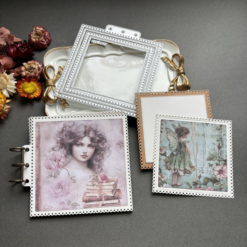 Šablona za rezanje s čipkastim uzorkom od karbonskog čelika za scrapbooking, fotoalbume i kartice – kućna uporaba, moderni jednostavan stil