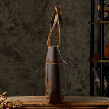 1347 Tote Bag от истинска кожа – първи слой телешка кожа, Simple & Nature, едноцветна, подплата полиестер, мъжка чанта за ежедневна употреба