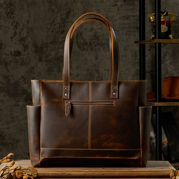 1347 Tote Bag от истинска кожа – първи слой телешка кожа, Simple & Nature, едноцветна, подплата полиестер, мъжка чанта за ежедневна употреба