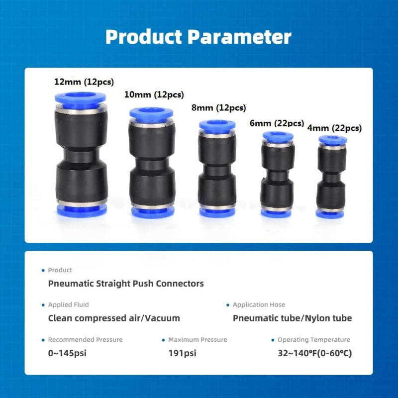 Rambola 80 τεμ. γρήγορος πνευματικός Push-in συνδετήρας, ευθύγραμμο συνδυαστικό σετ