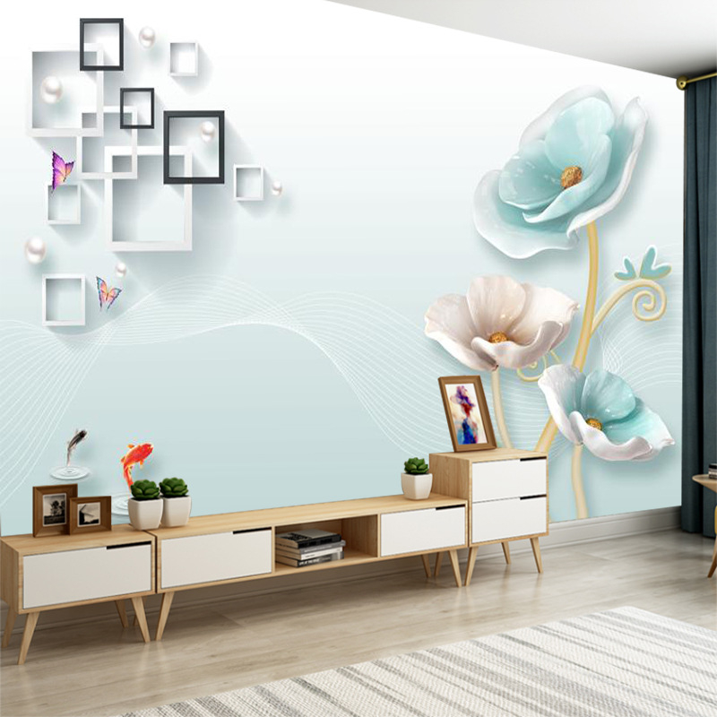 3D reljefinės sienų tapetai, trijų sluoksnių, atsparios vandeniui, iš šilko, svetainei ir miegamajam