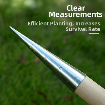 Medinis sodo įrankis sėti sėkloms, daigų tręšimui ir sukulentų persodinimui; smailus antgalis, kietas medis, 2022 metų žiema