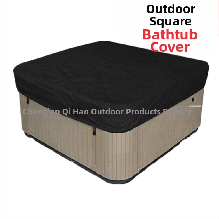 Ārējais vannas vāks, 210D sudraba pārklājums ūdensdrošs Oxford audums, kvadrāta forma, demontējams, ar ūdensnecaurlaidīgu uzglabāšanas somu ar rāvējslēdzēju