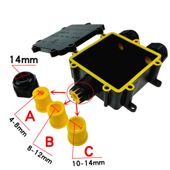 IP68 vandeniui atspari jungčių dėžė, modelis M686, lauko naudojimui, kabelių jungtys, Y tipo trijų krypčių, PC medžiaga