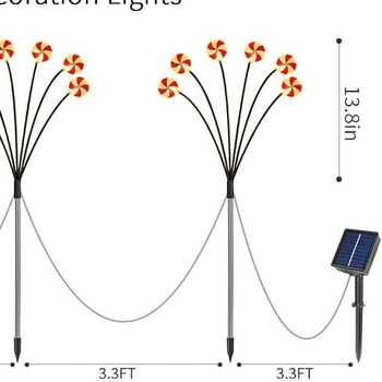 Ηλιακό LED φως σε σχήμα γλειφιτζούρας για εξωτερικό κήπο, μοντέλο D285, μάρκα JMX, χειροκίνητος διακόπτης, τάση 1.2V, διάρκεια φωτισμού 6–12 ωρών