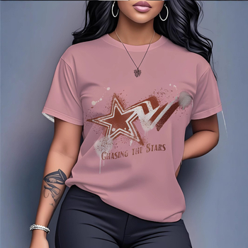 Μπλουζάκι Milk Silk με 3D εκτύπωση, χαλαρή γραμμή, κοντό μανίκι, στρογγυλός λαιμός, πολυεστέρας 70-80%