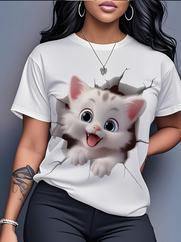 Milk Silk T‑shirt s 3D otiskom, široki kroj, kratki rukavi, okrugli izrez, poliester 70-80%