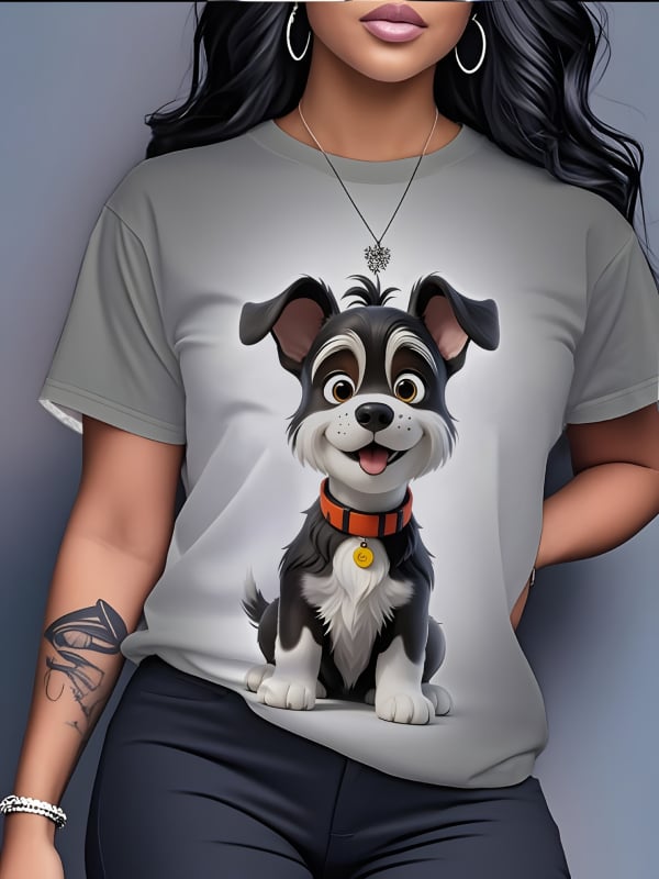 Milk Silk T‑shirt s 3D otiskom, široki kroj, kratki rukavi, okrugli izrez, poliester 70-80%