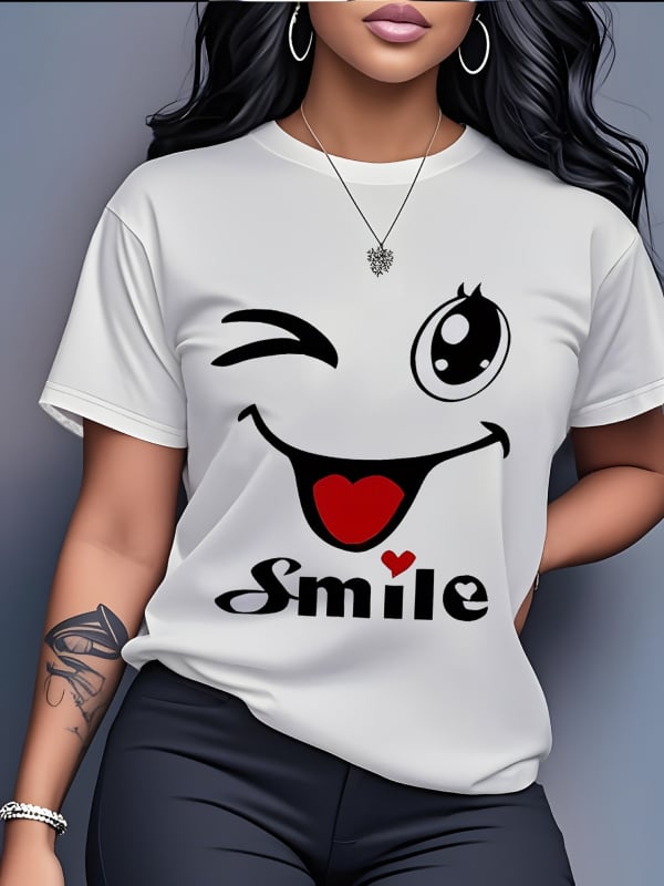 Milk Silk T‑shirt s 3D otiskom, široki kroj, kratki rukavi, okrugli izrez, poliester 70-80%