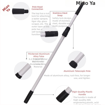 Χειροκίνητο σετ εργαλείων καθαρισμού παραθύρων με τηλεσκοπικό κοντάρι — ξύστρα για γυαλί, βούρτσα και σφουγγάρι (πολυπροπυλένιο)