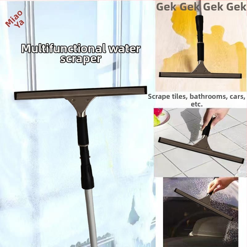 Rankinis langų valymo rinkinys su teleskopiniu kotu — stiklo šluostė, peilis ir šepetėlis (polipropolenas)