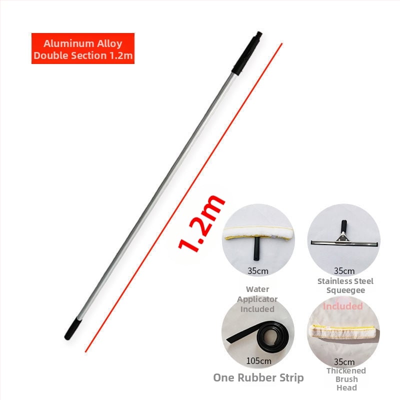 Χειροκίνητο σετ εργαλείων καθαρισμού παραθύρων με τηλεσκοπικό κοντάρι — ξύστρα για γυαλί, βούρτσα και σφουγγάρι (πολυπροπυλένιο)