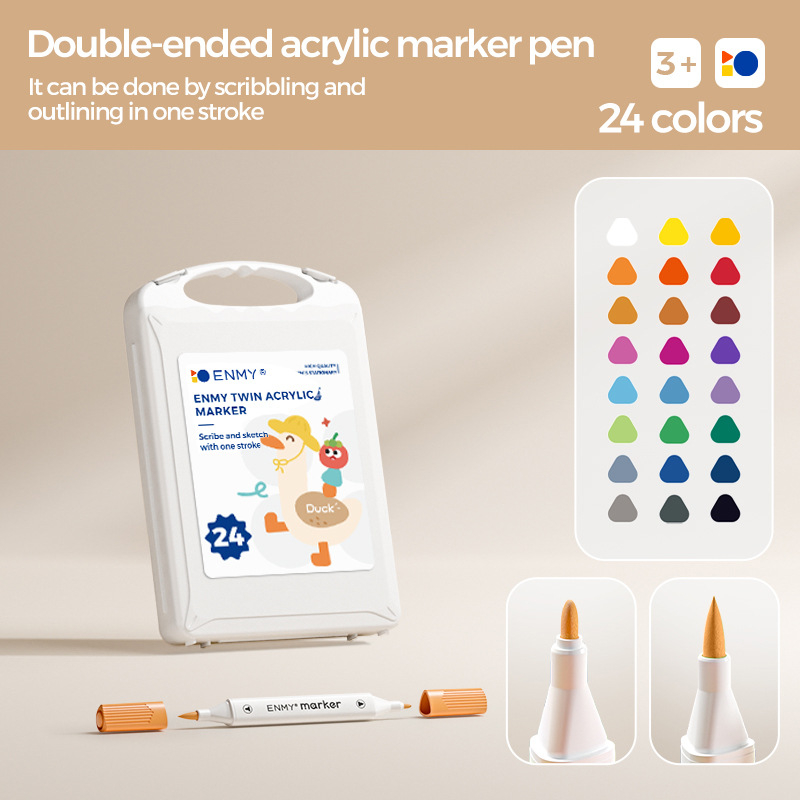 Enmi dviejų galų akrilinis markeris vaikams, tinkamas DIY akvarelė projektams