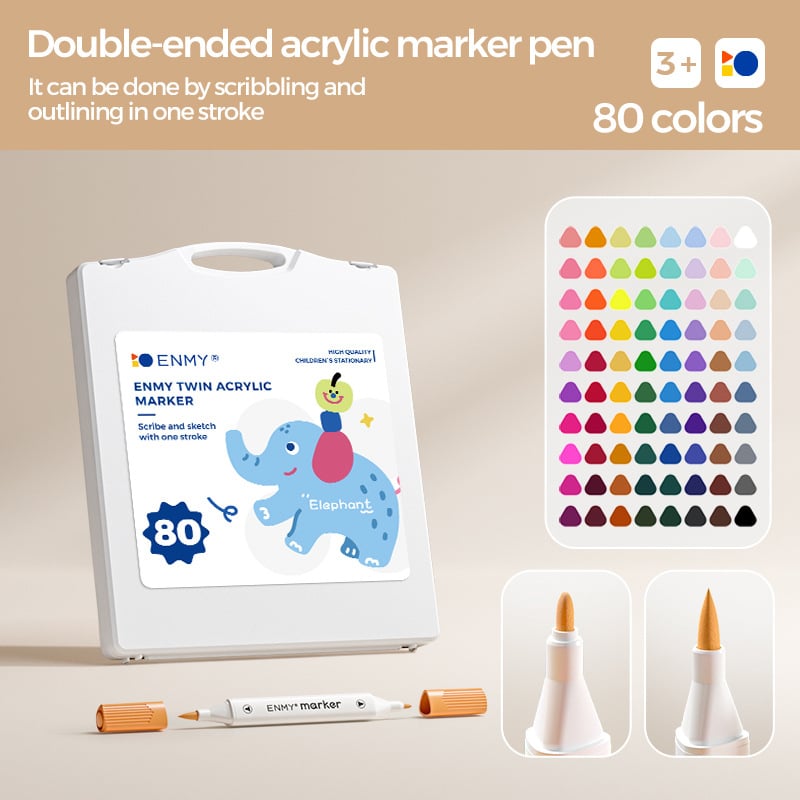 Enmi dviejų galų akrilinis markeris vaikams, tinkamas DIY akvarelė projektams