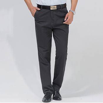 Ανδρικά βαμβακερά παντελόνια με παχιά ύφανση, χαλαρή ίσια γραμμή, υψηλή μέση, για όλες τις εποχές, επιχειρηματικό casual