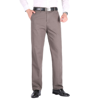 Ανδρικά βαμβακερά παντελόνια με παχιά ύφανση, χαλαρή ίσια γραμμή, υψηλή μέση, για όλες τις εποχές, επιχειρηματικό casual