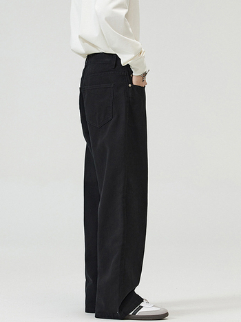 Мъжки дънки - деним, 100% памук, средна талия, прав крак, цип