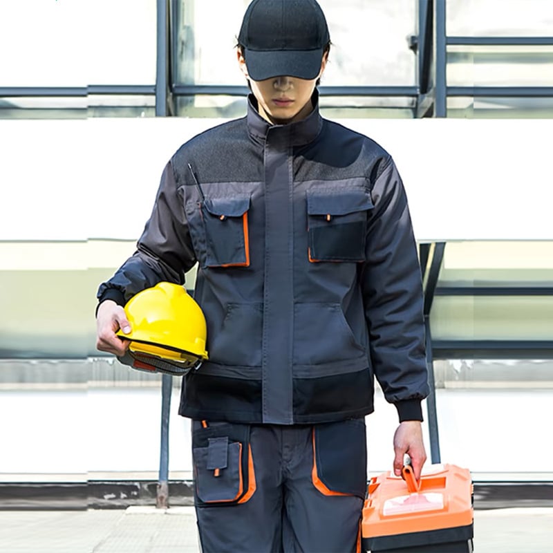 Automobilių remonto darbo drabužių komplektas, patvarus Oxford audinys, dviejų dalių komplektas su daugybe kišenių, dulkių apsauga, galimybė siuvinėti.