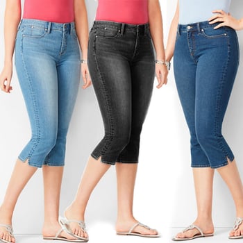 Ženske farmerke Slim Fit Cropped Denim, 70–80% pamuk, ravni kroj, srednji pojas