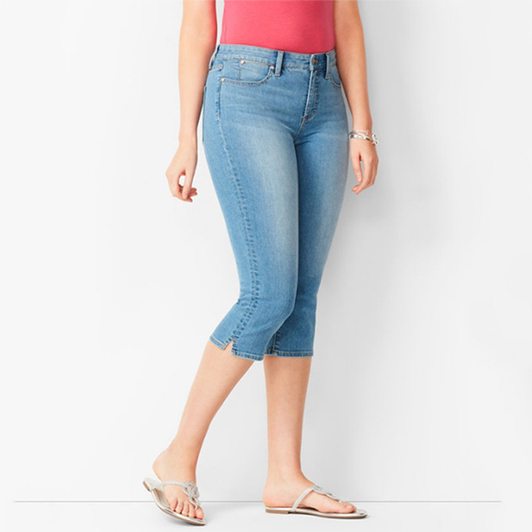Ženske farmerke Slim Fit Cropped Denim, 70–80% pamuk, ravni kroj, srednji pojas