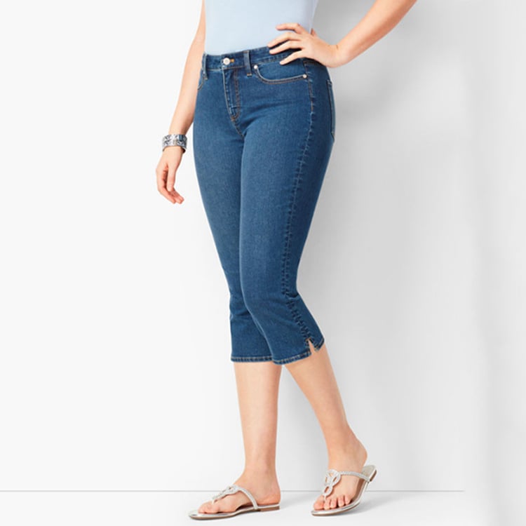 Ženske farmerke Slim Fit Cropped Denim, 70–80% pamuk, ravni kroj, srednji pojas