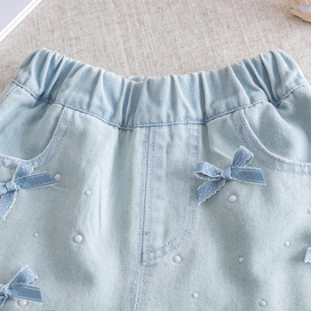 Κοριτσίστικα τζιν σορτς, 95% βαμβάκι, μεσαία μέση, καλοκαίρι 2025, για ηλικίες 1–3 ετών, κορεατικού στυλ καθημερινά σορτς