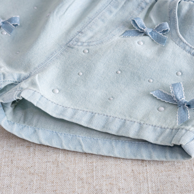 Κοριτσίστικα τζιν σορτς, 95% βαμβάκι, μεσαία μέση, καλοκαίρι 2025, για ηλικίες 1–3 ετών, κορεατικού στυλ καθημερινά σορτς
