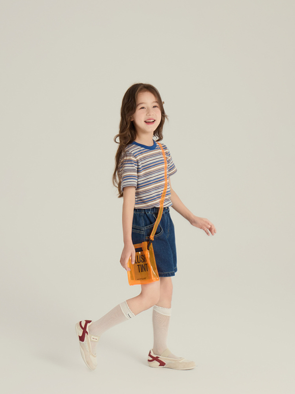 Παιδικά τζιν σορτς σε κορεατικό στυλ, unisex, μεσαία μέση, μονόχρωμα, σύνθεση υφάσματος: 77.3% βαμβάκι, 14.3% πολυεστέρας, 8.4% ανακυκλωμένες ίνες