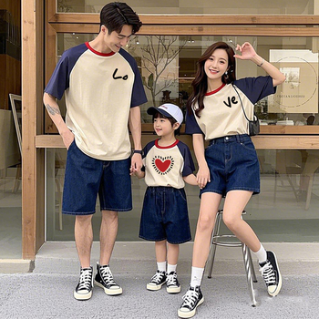 Семейна съвпадаща тениска – унисекс, 100% памук, карикатурен/абстрактен принт, пролетно-лятно облекло