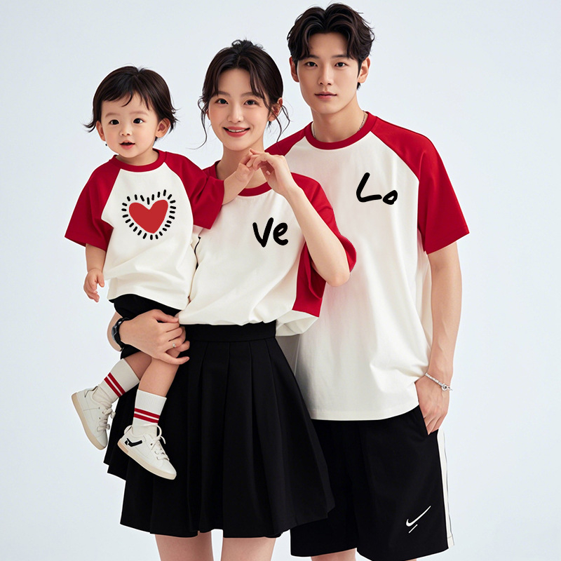 Семейна съвпадаща тениска – унисекс, 100% памук, карикатурен/абстрактен принт, пролетно-лятно облекло