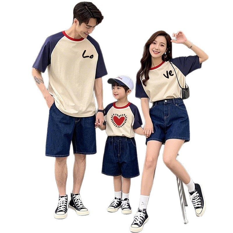 Семейна съвпадаща тениска – унисекс, 100% памук, карикатурен/абстрактен принт, пролетно-лятно облекло