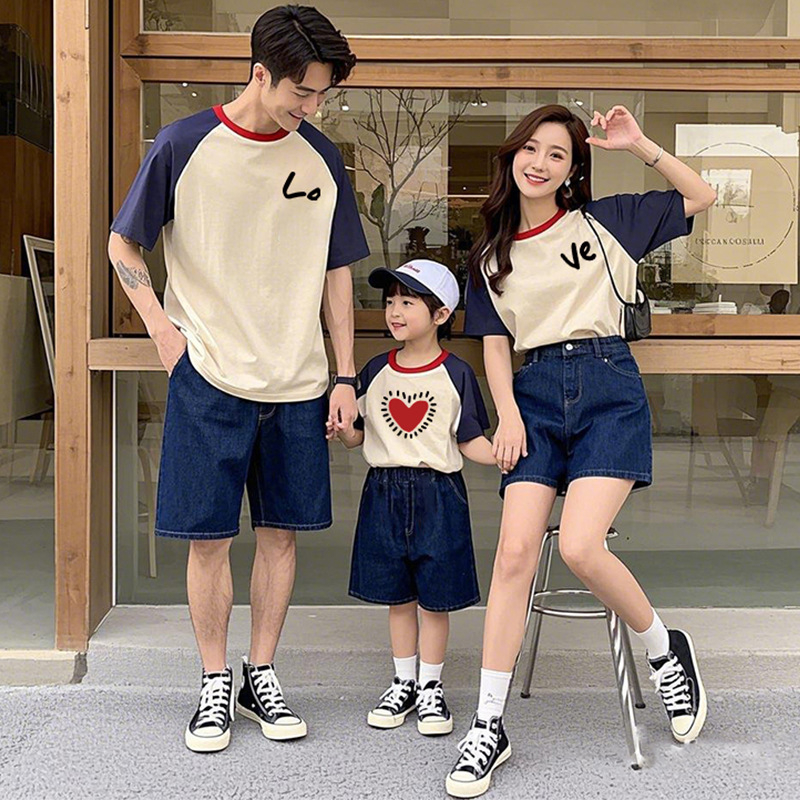 Семейна съвпадаща тениска – унисекс, 100% памук, карикатурен/абстрактен принт, пролетно-лятно облекло