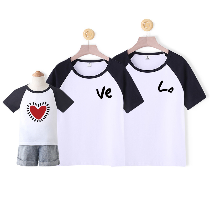 Семейна съвпадаща тениска – унисекс, 100% памук, карикатурен/абстрактен принт, пролетно-лятно облекло