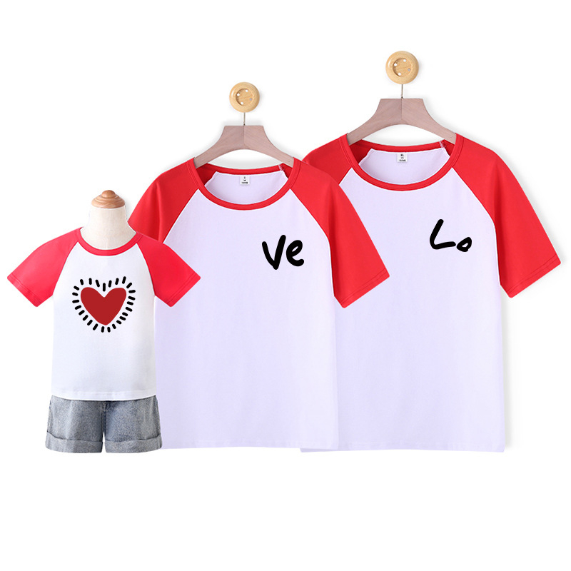 Семейна съвпадаща тениска – унисекс, 100% памук, карикатурен/абстрактен принт, пролетно-лятно облекло