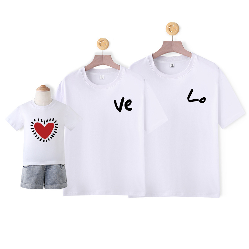 Семейна съвпадаща тениска – унисекс, 100% памук, карикатурен/абстрактен принт, пролетно-лятно облекло