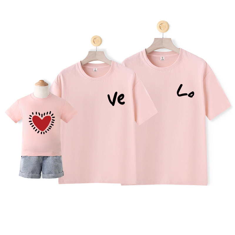 Семейна съвпадаща тениска – унисекс, 100% памук, карикатурен/абстрактен принт, пролетно-лятно облекло