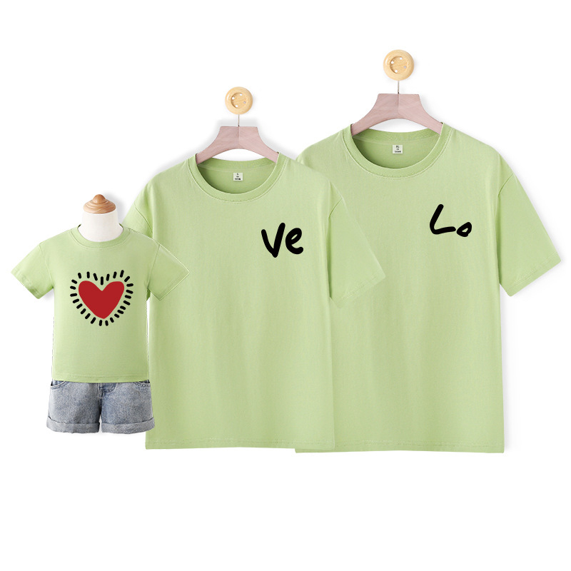 Семейна съвпадаща тениска – унисекс, 100% памук, карикатурен/абстрактен принт, пролетно-лятно облекло