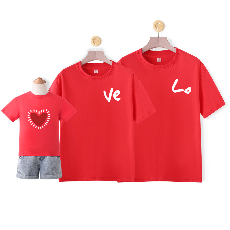 Семейна съвпадаща тениска – унисекс, 100% памук, карикатурен/абстрактен принт, пролетно-лятно облекло