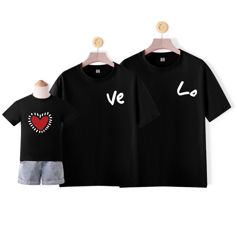 Семейна съвпадаща тениска – унисекс, 100% памук, карикатурен/абстрактен принт, пролетно-лятно облекло