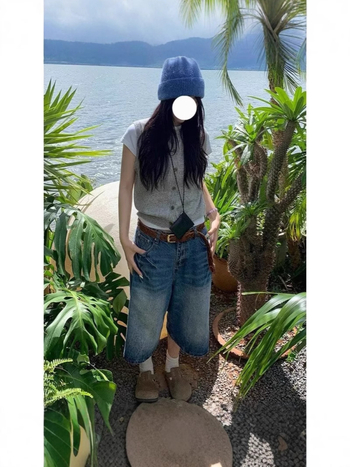 Denim šorts s visokim strukom, pamuk tkanina, lagani materijal, casual stil